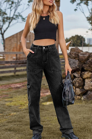 Utility Straight Jeans with Cargo Pockets