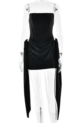 Elegant Draped Strapless Mini Dress