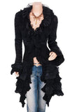 Ruffled Hem Cardigan with Flared Cuffs