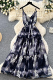 Tiered Sundress with Leaf Print