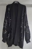 Sequined Open-Front Cardigan