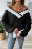 Pearl Accented V-Neck Sweater