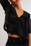 Ruffled Button-Front Blouse
