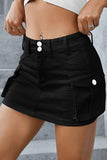 Dual-Button Mini Skirt with Pockets
