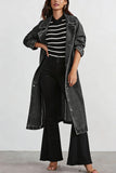 Waist-Tie Denim Trench Coat
