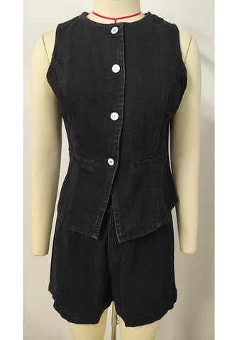 Sleeveless Button-Front Short Set