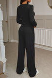 Button-Front Lounge Pants Set