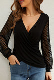 Wrap V-Neck Top with Lace Sleeves