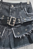 Distressed Mini Skirt with Belt