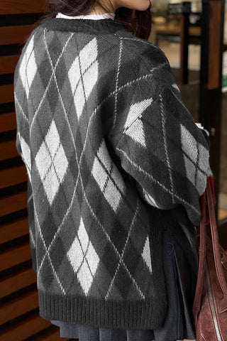 Argyle Pattern Crewneck Sweater