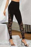 Lace Insert High-Waisted Casual Pants
