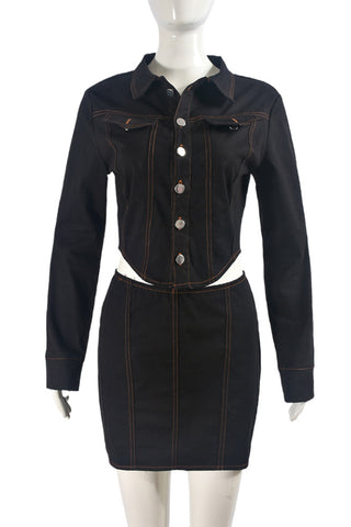 Chic Button-Front Skirt Set