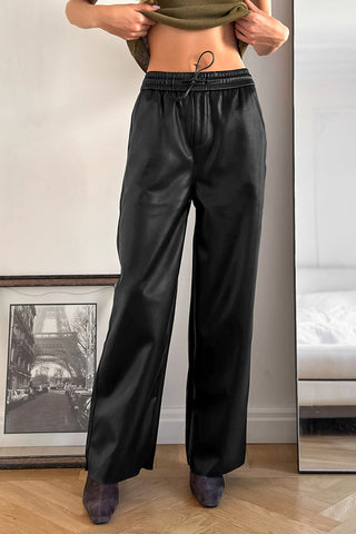 Wide-Leg Drawstring Casual Pants