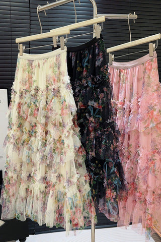 Tiered Floral Maxi Skirt