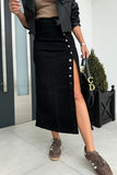 Denim High Slit Pencil Skirt