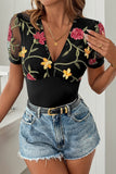 Floral Mesh Sleeve Bodysuit