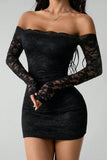 Off-Shoulder Lace Mini Dress