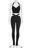 Halter Twist Front Pants Set