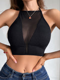 Strappy Mesh Panel Tank Top