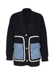 Button-Front Cardigan with Bold Pockets