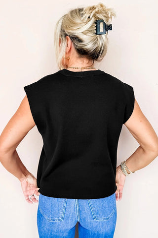 Crew Neck Cap Sleeve Sweater Vest