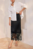 Lace-Trimmed Midi Skirt