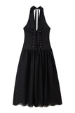Halter Button-Accent Casual Dress
