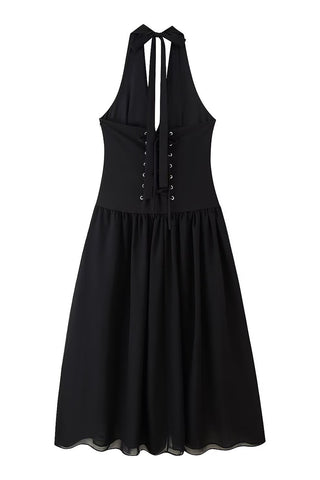 Halter Button-Accent Casual Dress