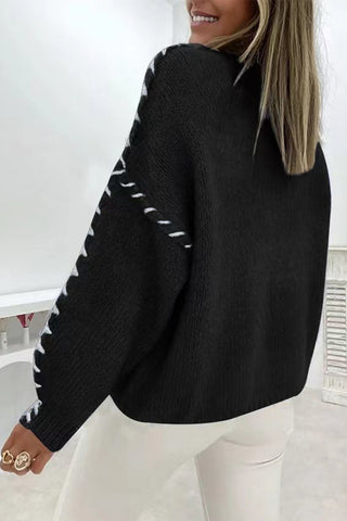 Loose Knit Sweater with Contrast Stitch