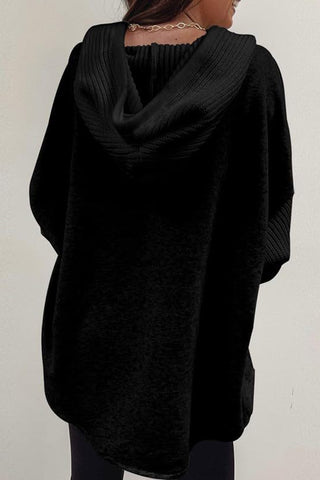 Button-Front Knit Hoodie