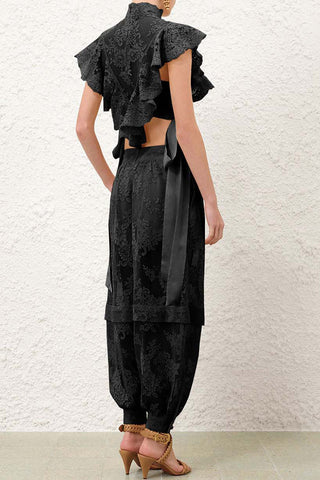 Elegant Ruffle Lace Blouse