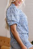 Elegant V-Neck Patterned Blouse