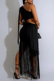 Elegant Cut-Out Fringe Casual Dress