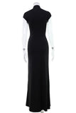 High-Neck Evening Gown with Side Slit