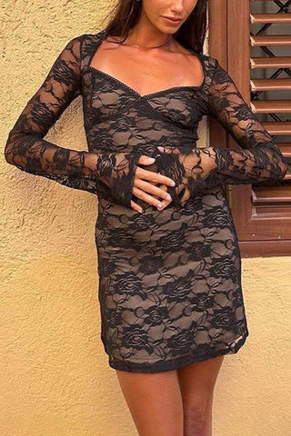 Lace Overlay Night Out Mini Dress