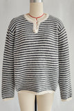 Striped Button-Front Sweater