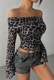 Off-Shoulder Patterned Long-Sleeve Top