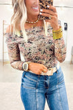 Floral Mesh Off Shoulder Long Sleeve Top