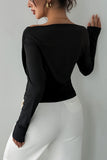Off-Shoulder Wrap Long Sleeve Top