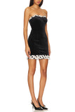 Strapless Mini Dress with Polka Dot Trim