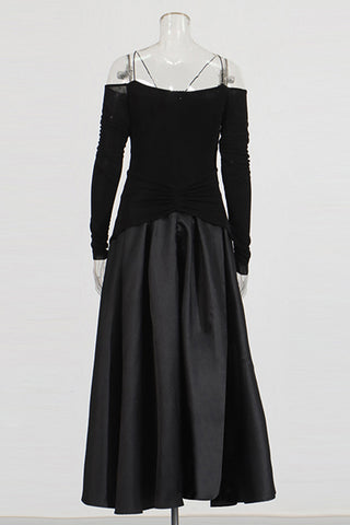 Off-Shoulder Ruched Midi Dress