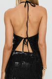 Halter-Neck Sequin Skirt Set