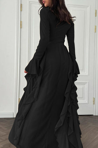 Elegant Flounce Sleeve Maxi Dress