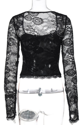 Lace Sleeve Fitted Blouse