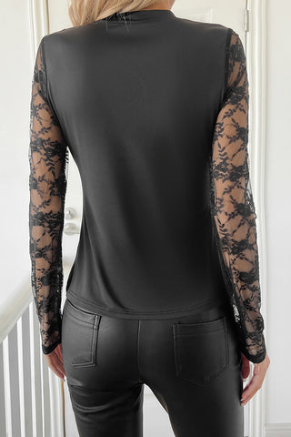 Lace Sleeve Sheer Top