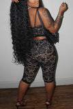Lace Crop Top and Capri Pants Set