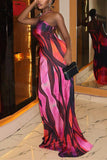 Strappy Abstract Evening Gown
