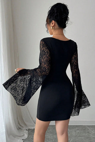 Lace Sleeve Mini Dress