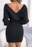 Ribbed V-Neck Knit Dress