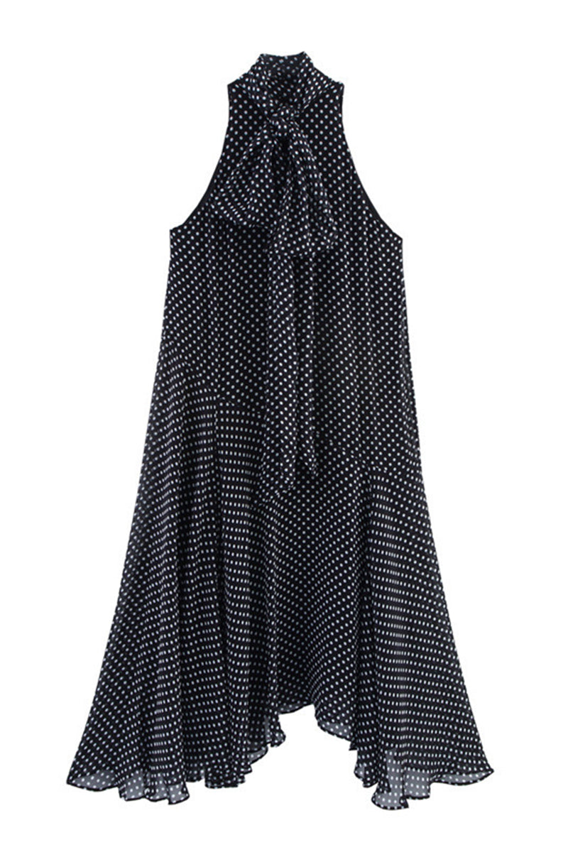 Polka Dot High Neck Casual Dress